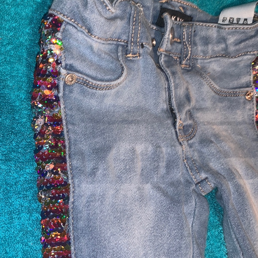 DKNY stretch Sequins trim baby jeans